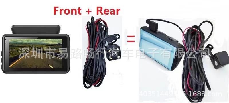 Cross-border spot Car DVR dashcam HD 3-inch screen car front and rear dual-lens night vision driving recorder Front + rear pull