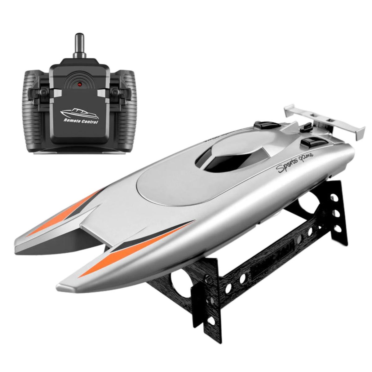 1 Set Wireless RC Boat 2.4G Remote Control Speedboat Water Silver Gray