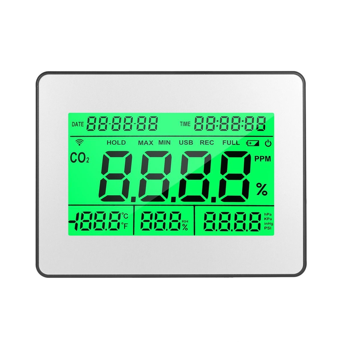 Data Logging Carbon Dioxide Detector Air Quality Monitor Meter with Data Logging Clock Function 5.5-inch Large LCD Wall Mountable CO2 Detector Carbon Dioxide Indicator Multifunctional Tester Measuring CO2 Concentration & Temp