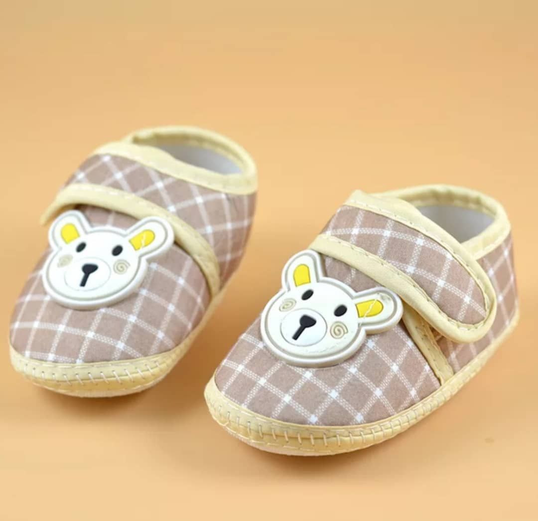 Unisex Baby Checked Soft Shoes - Brown