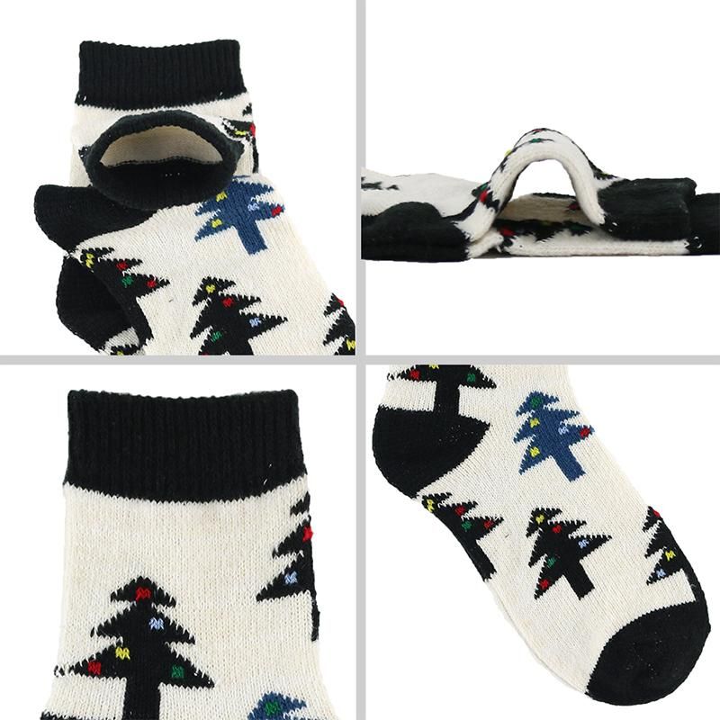 4 Pairs Women Socks High Quality Winter Soft Warm Thick Compression Casual Sock Christmas Snowman Cute Pattern Brand Female Sock