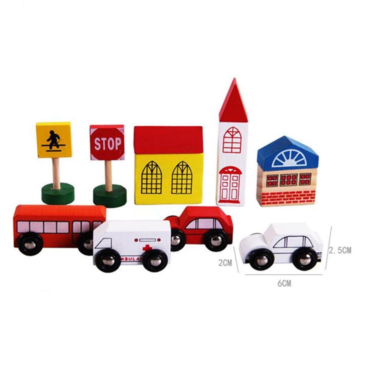 40PCS/Set Urban Rail Toy Overpass Traffic Scene Wooden Train Railway Kids Toys