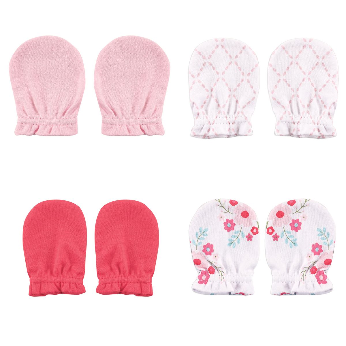 4-Pack Baby Scratch Mittens , Floral
