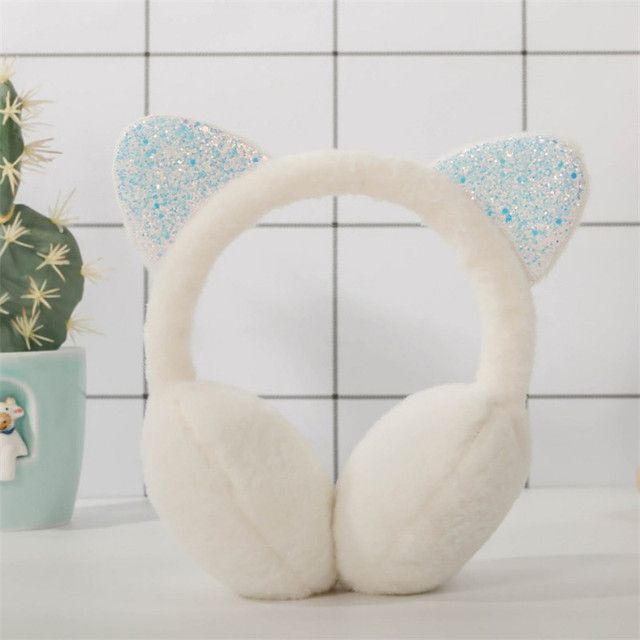 Christmas Deer Horn Ear Muffs For Women's Winter Plush Warm Outdoor Windproof Ear Protector Cute Antlers Ear Warmer Earmuffs(#B-White)