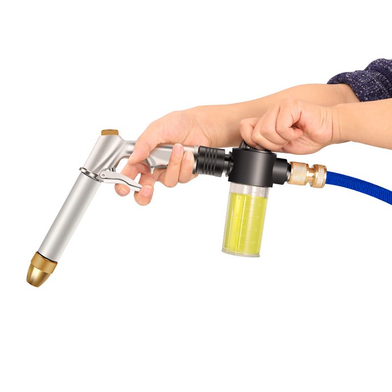Garden Hose Nozzle High Pressure Spray Nozzle Cleaner With Soap Dispenser Bottle Snow Foam Water