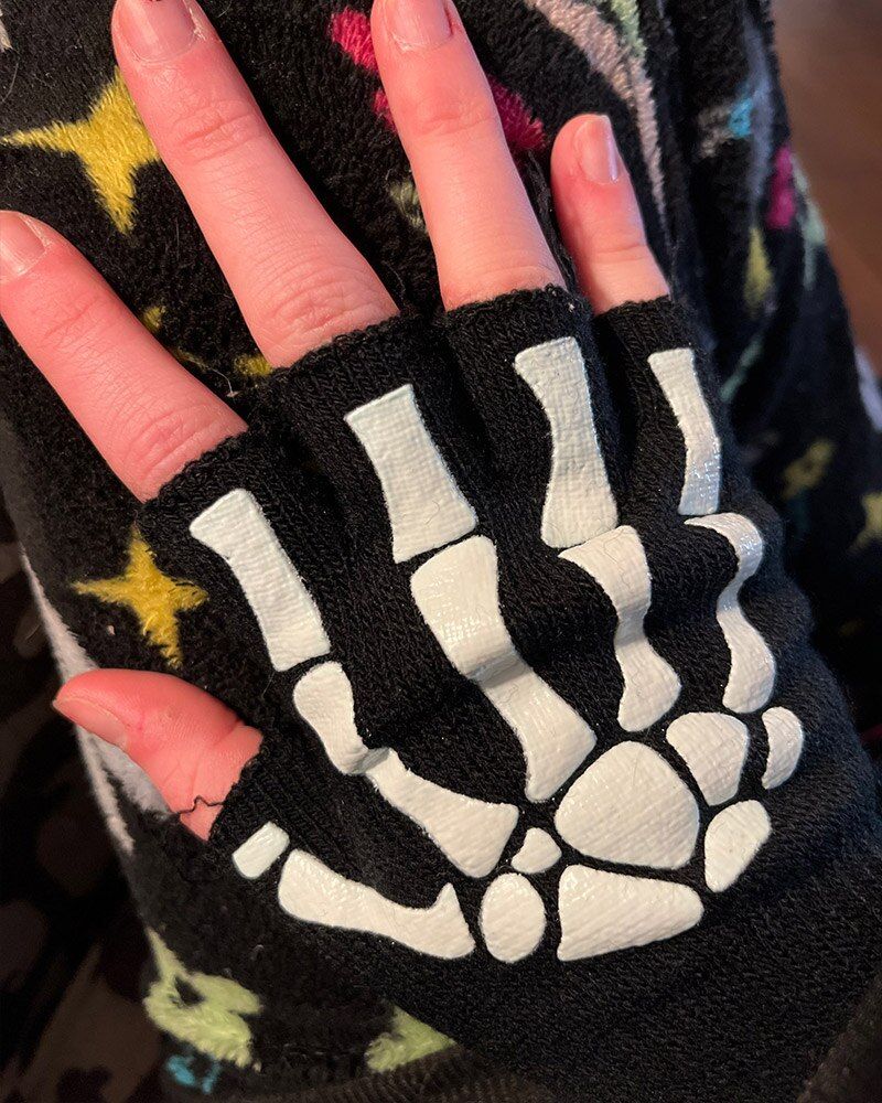 Punk Gloves Unisex Halloween Skeleton Skull Half Finger Gloves Glow In The Dark Fingerless Stretch