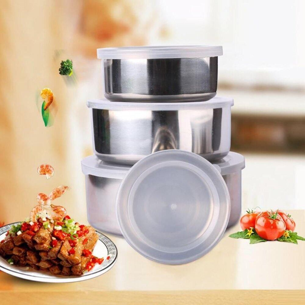 10 Piece : Home Mixing Stainless Steel 5 Storage Bowl Set With 5 Plastic Lids