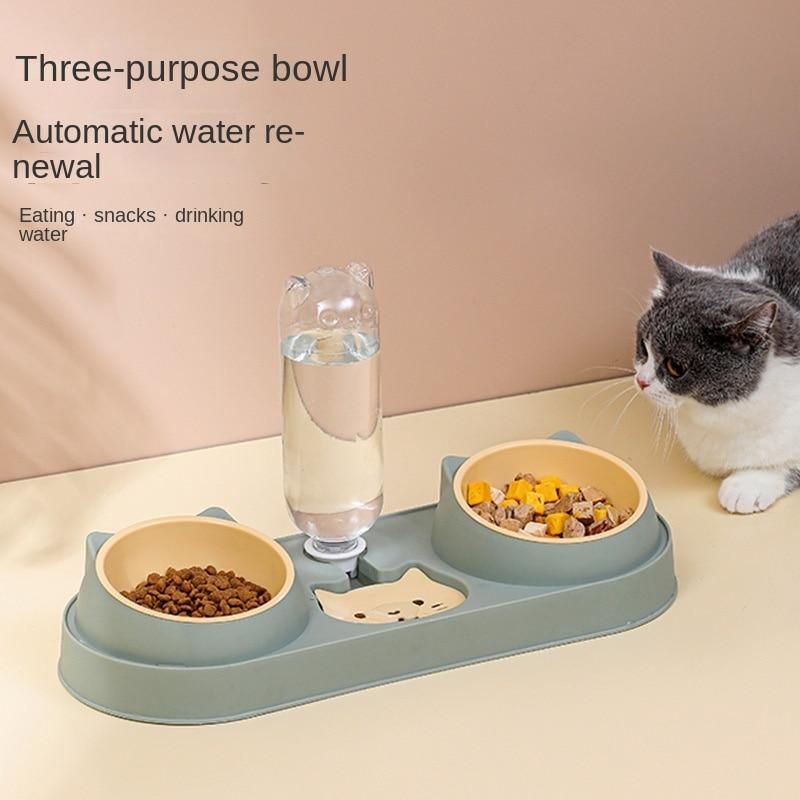 Dog Double Bowl Automatic Pet Bowl Feeder Cat Drinker Cat Basin Dog Bowl Cat Bowl Cat Supplies Water Dispenser Dog Food Bowl