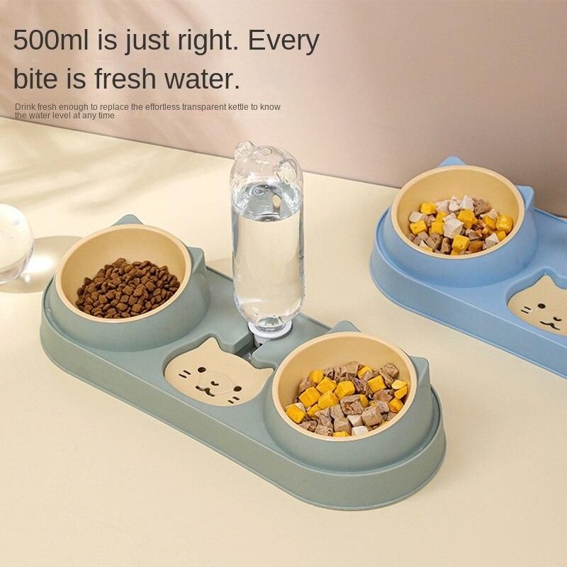 Dog Double Bowl Automatic Pet Bowl Feeder Cat Drinker Cat Basin Dog Bowl Cat Bowl Cat Supplies Water Dispenser Dog Food Bowl