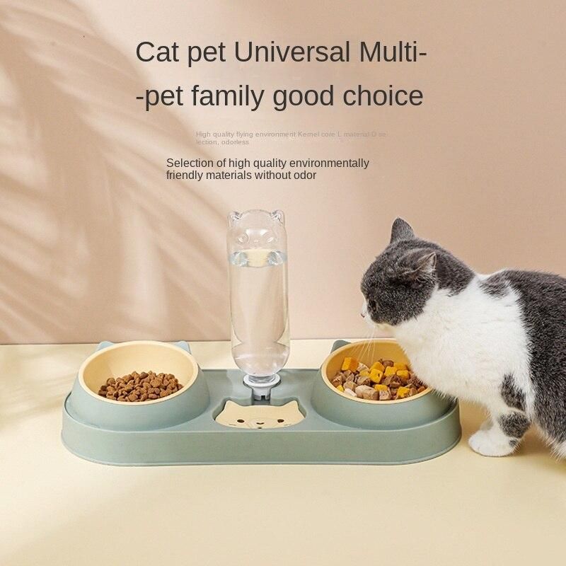 Dog Double Bowl Automatic Pet Bowl Feeder Cat Drinker Cat Basin Dog Bowl Cat Bowl Cat Supplies Water Dispenser Dog Food Bowl