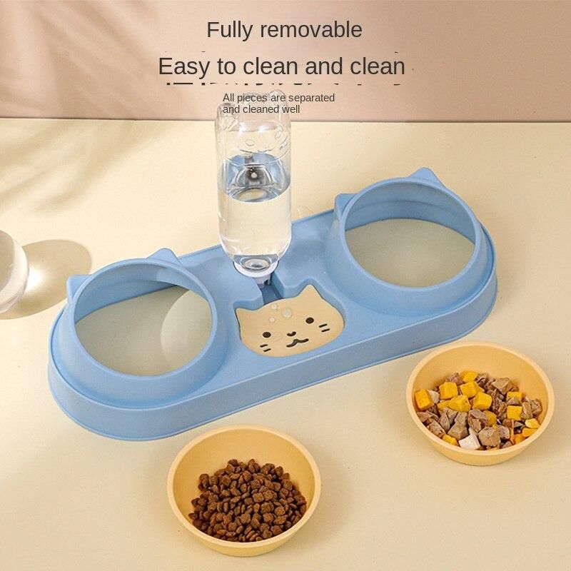 Dog Double Bowl Automatic Pet Bowl Feeder Cat Drinker Cat Basin Dog Bowl Cat Bowl Cat Supplies Water Dispenser Dog Food Bowl