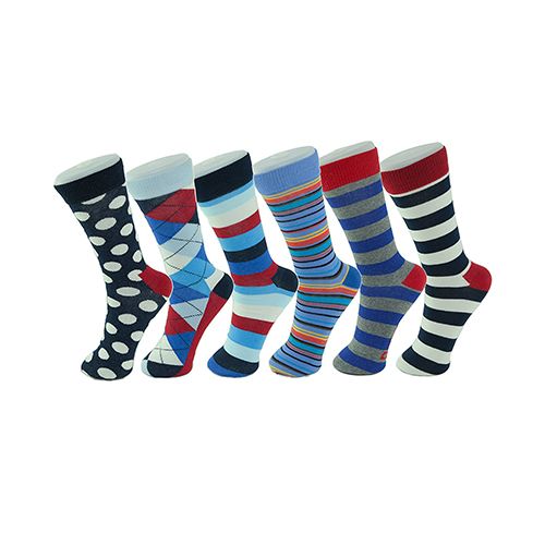 Men's Cotton 6 Pack Dress Socks Solid Ribbed Argyle Set 227