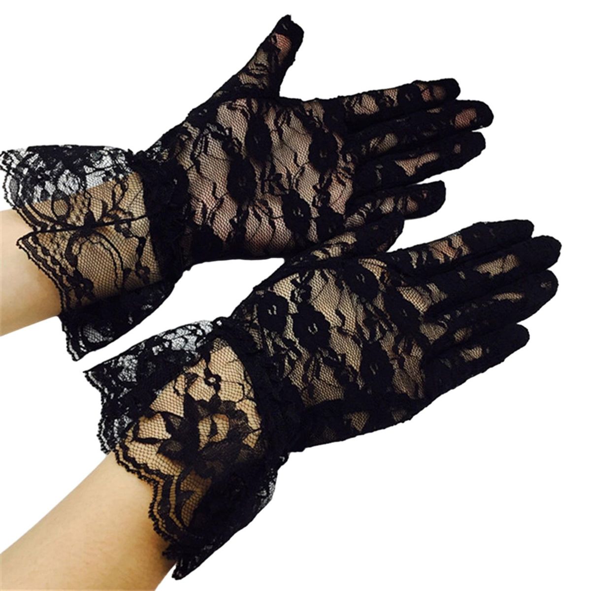 1 Pair Sun Protection UV Protection Women Lace Black