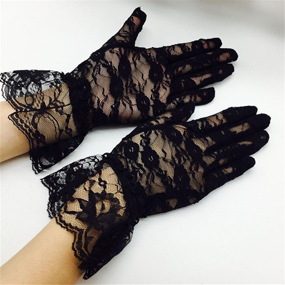 1 Pair Sun Protection UV Protection Women Lace Black