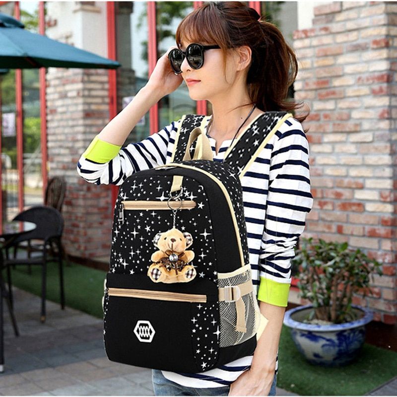3pcs School Bags Backpack School Bags Girl Boy Travel Bag
