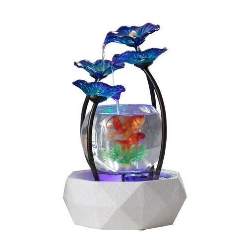 Glass Fish Tank For Living Room Creative Ceramic Water Fountain Humidifier Home TV Cabinet Desk Decoration Gift Fountain Pump