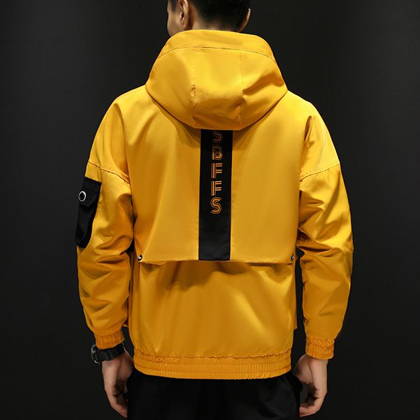 Men Jacket Coat Lightweight Jacket With Hood Yellow