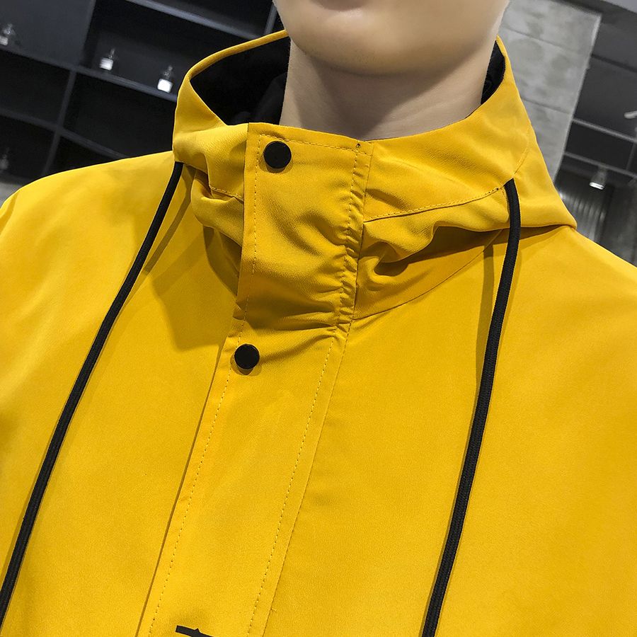 Men Jacket Coat Lightweight Jacket With Hood Yellow