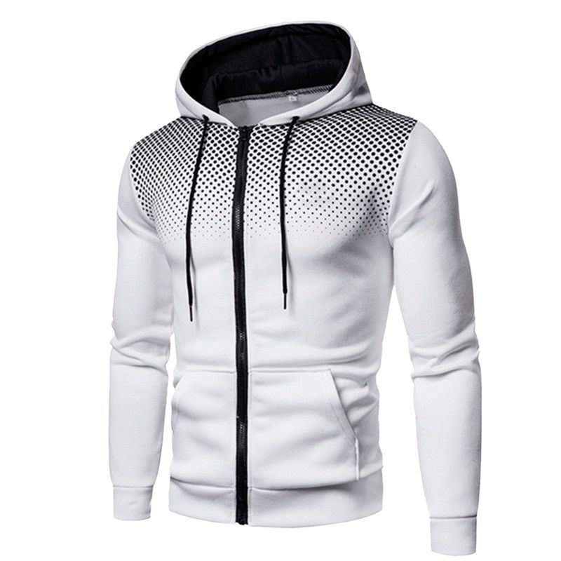 Men's Trendy Zipper Turtleneck Long Sleeve Varsity Jackets Sport Coats - White