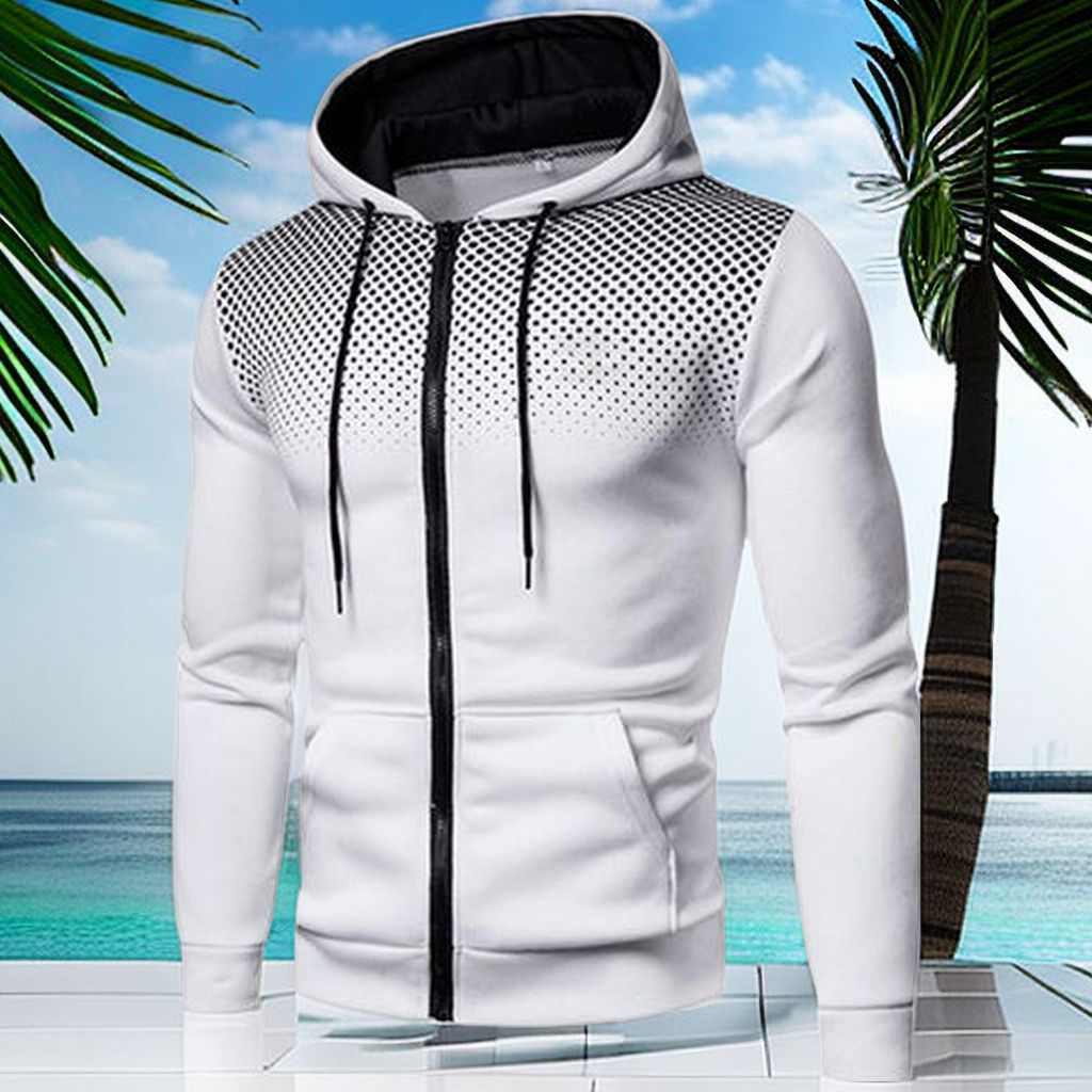Men's Trendy Zipper Turtleneck Long Sleeve Varsity Jackets Sport Coats - White