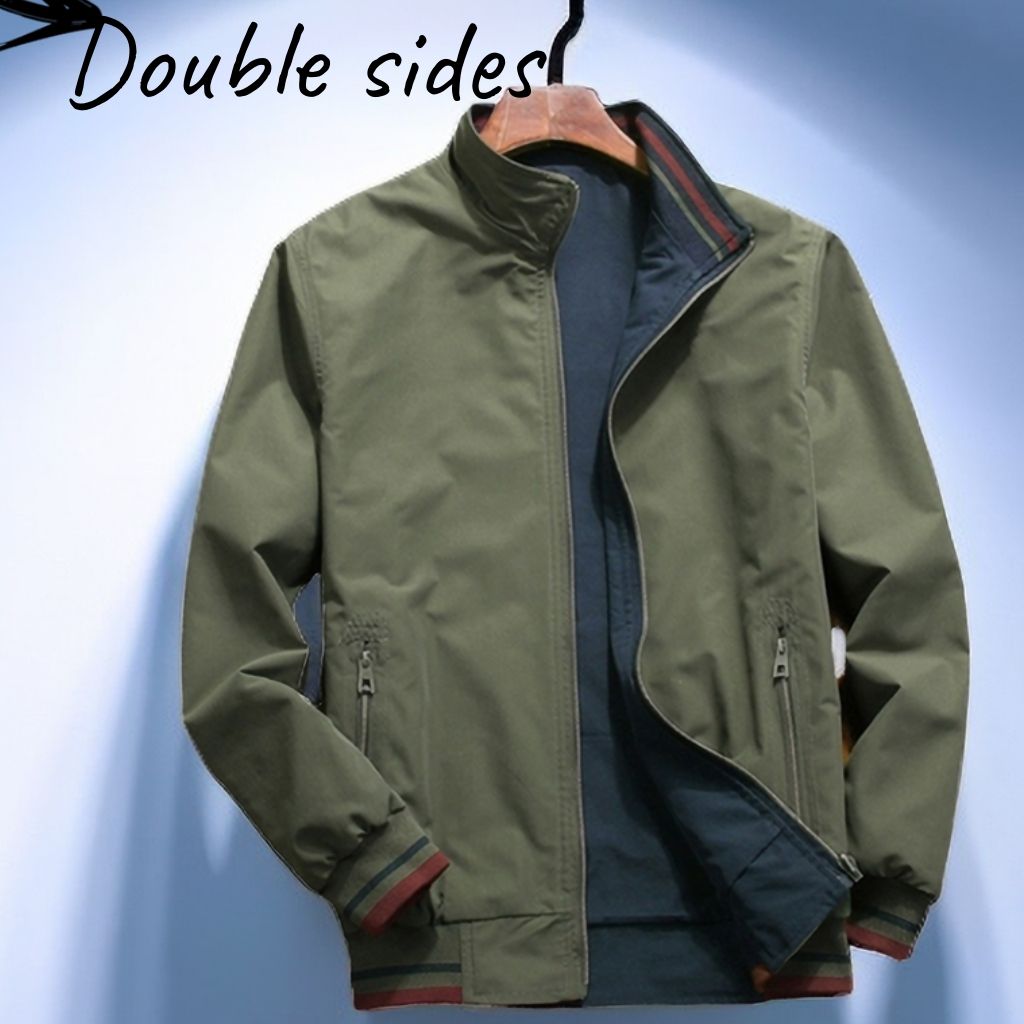 Mens Lightweight Coats Blazer Jackets Double Sided Wear Outerwear - Green