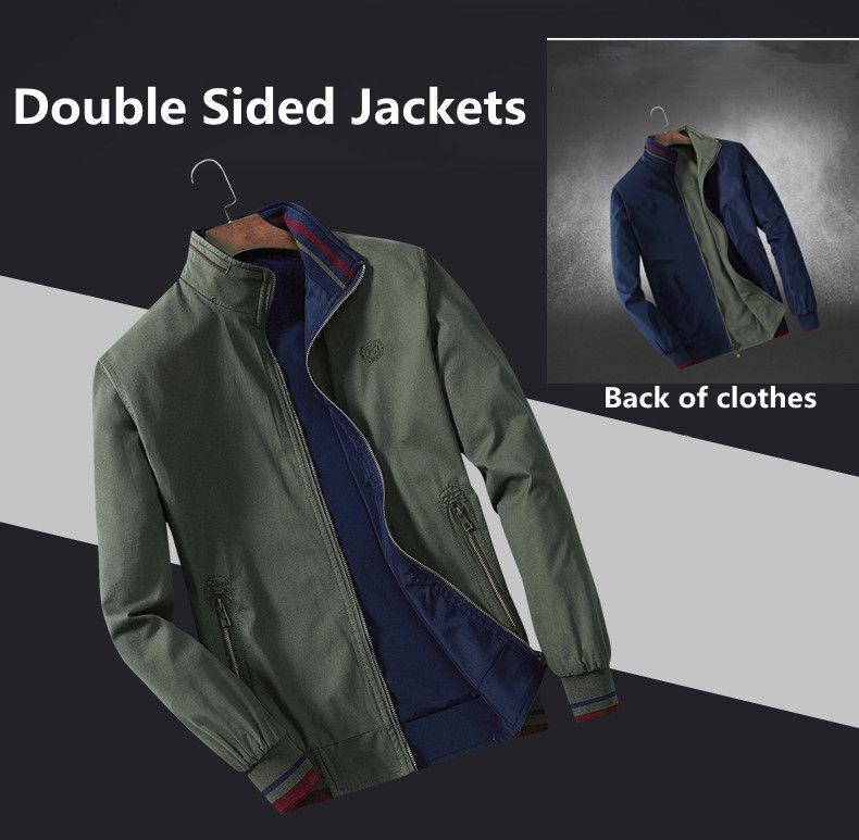 Mens Lightweight Coats Blazer Jackets Double Sided Wear Outerwear - Green