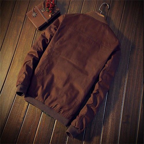 Men's Jackets Coats Denim Lightweight Slim Casual Bomber-Brown