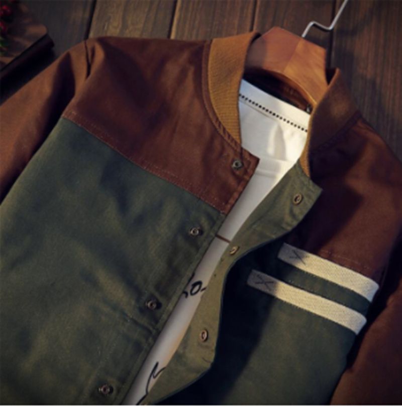 Men's Jackets Coats Denim Lightweight Slim Casual Bomber-Brown