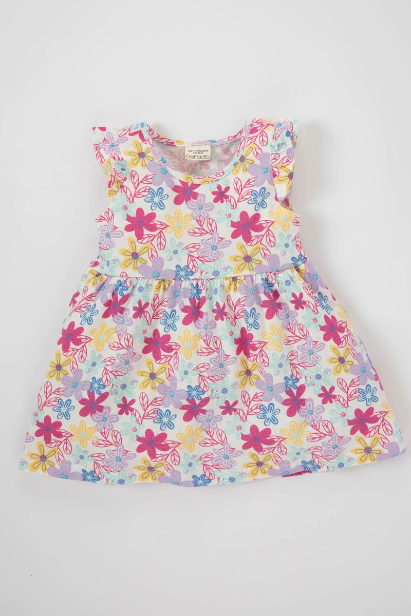 BabyGirl Casual Regular Fit Bike Neck Sleeveless Knitted Dress - Ecru