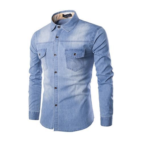 Mens Jeans Shirts  Denim Long Sleeve Casual Official