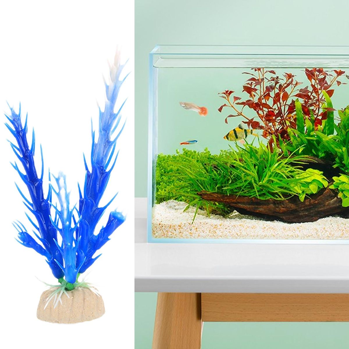 Fish Tank Landscaping Simulated Aquatic Plants Fish Tank Landscaping Blue