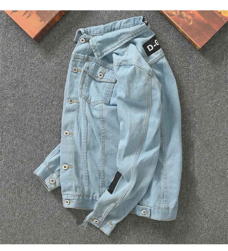 Solid Mens Denim Jacket Bomber Cowboy Men's Jean Jacket