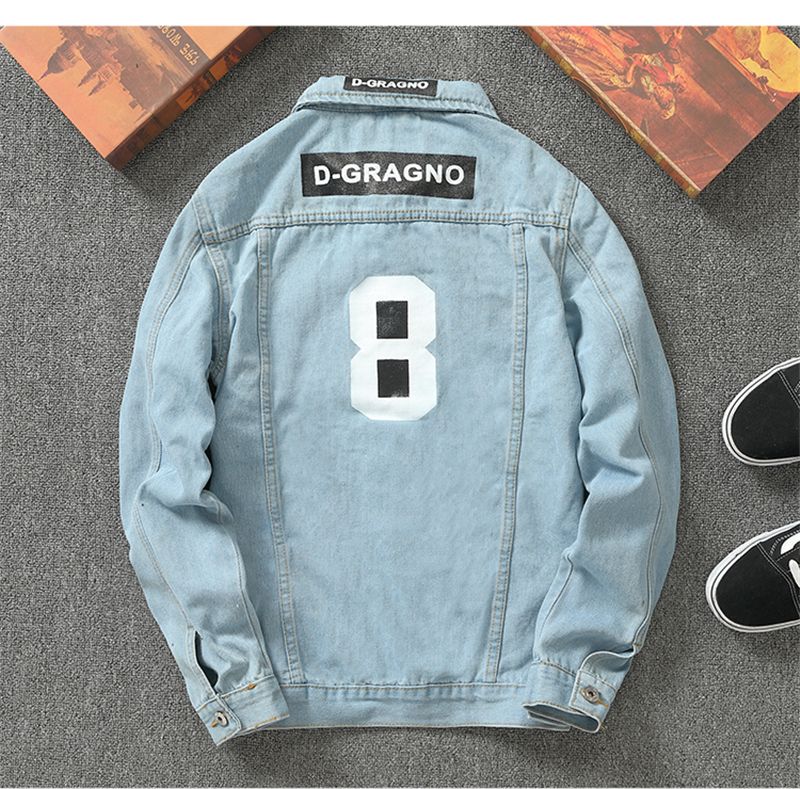 Solid Mens Denim Jacket Bomber Cowboy Men's Jean Jacket