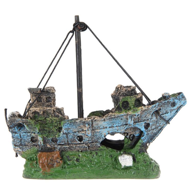 Fish Tank Glass Cylinder Pirate Ship