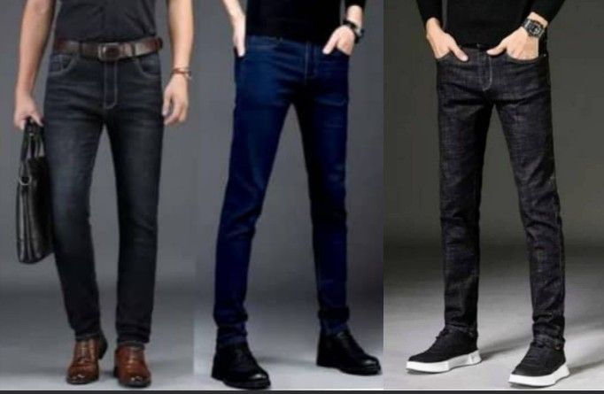 3 In 1 Quality STOCK Jeans For Men- Stone-Black/Blue/Wash Black