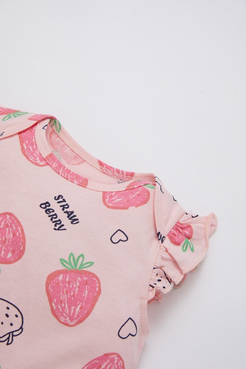 BabyGirl - Regular Fit Envelope Neck Sleeveless Knitted Overall - Pink
