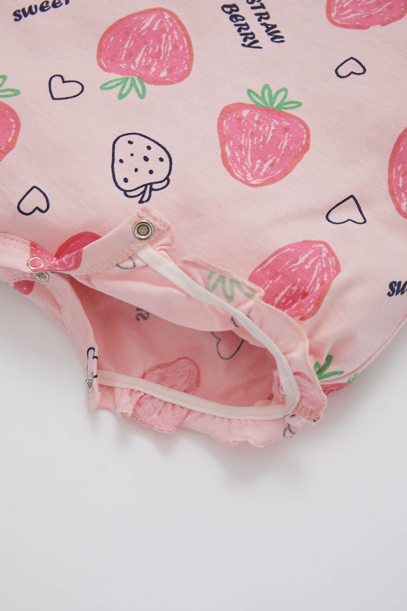 BabyGirl - Regular Fit Envelope Neck Sleeveless Knitted Overall - Pink