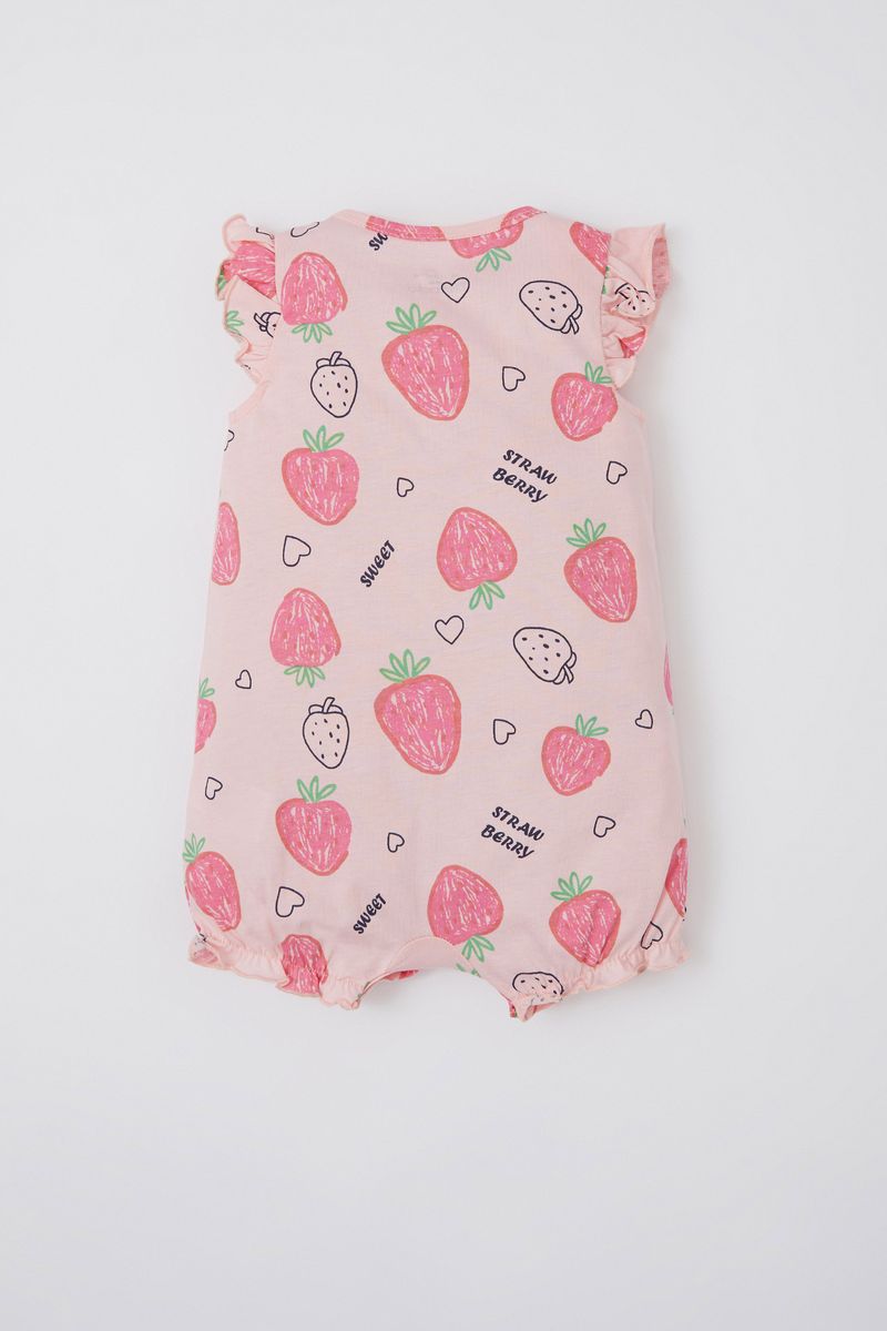 BabyGirl - Regular Fit Envelope Neck Sleeveless Knitted Overall - Pink