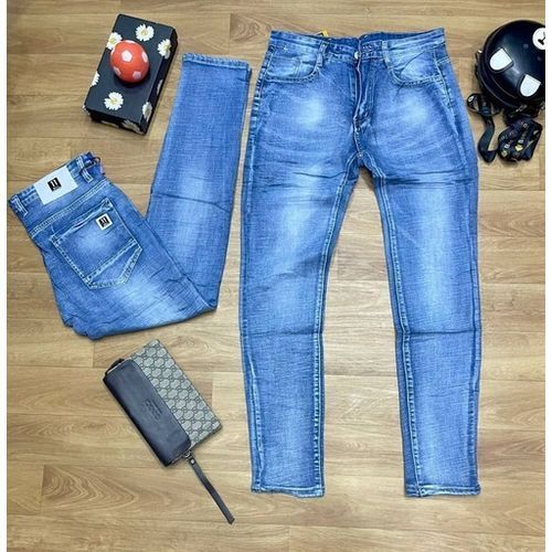 Non-Faded Wash Blue Jeans For Men -Sky Blue