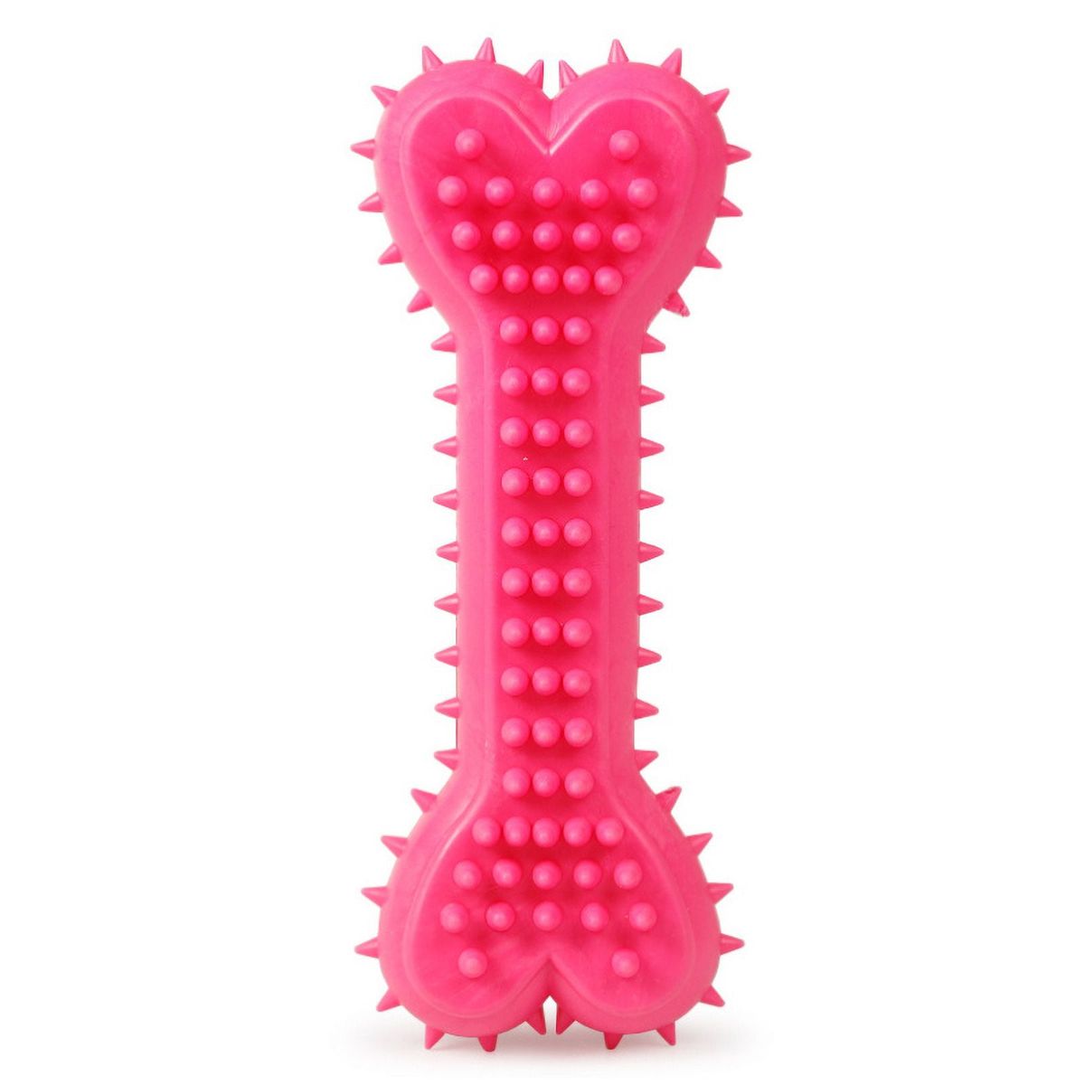 Pet Dog Puppy Bone Style Chew Play Spiky Toy- Pink