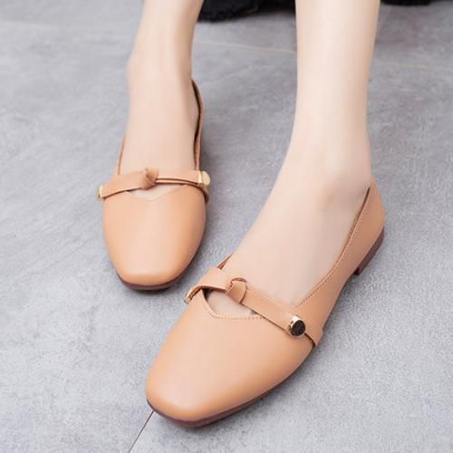 Ladies Fashion Casual Flat Shoes Office Shoes-Khaki