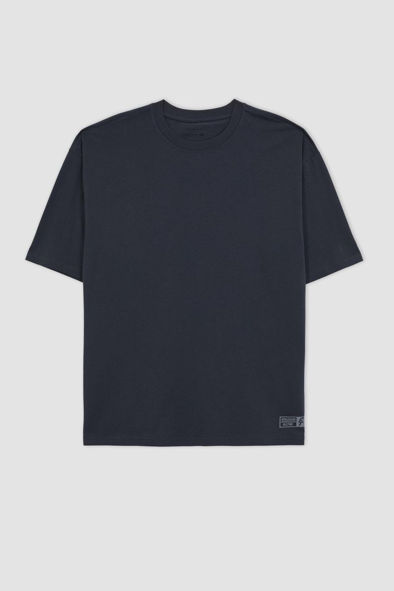 Man Oversize Fit Short Sleeve Crew Neck Knitted T-Shirt - Anthracite