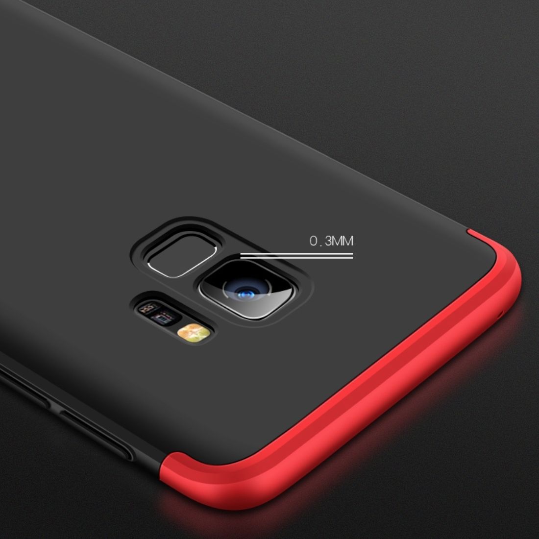 GKK For Samsung Galaxy S9 Three-paragraph 360 Degree Full Coverage PC Protective Case Back Cover (Black+Red)