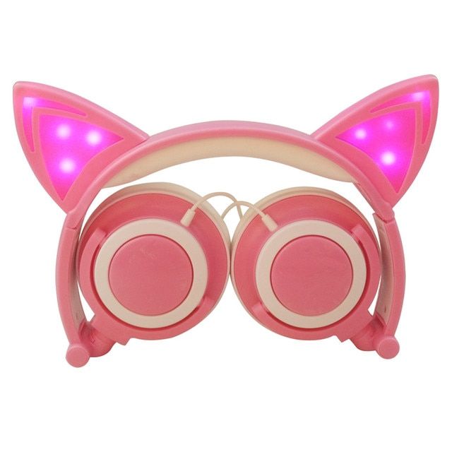 Foldable Cat Ear Led Music Lights Headphone Earphone Headse