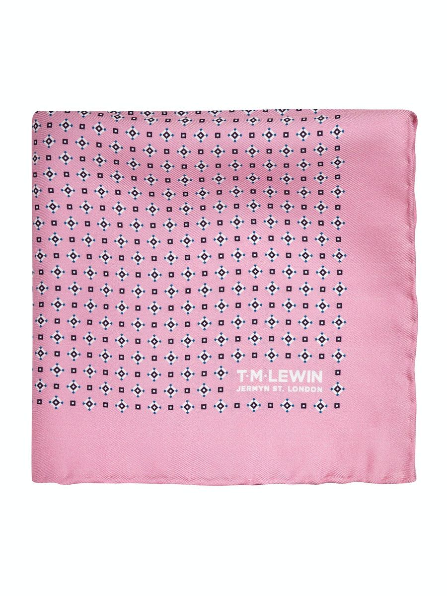 Silk Pink Geometric Squares Pocket Square