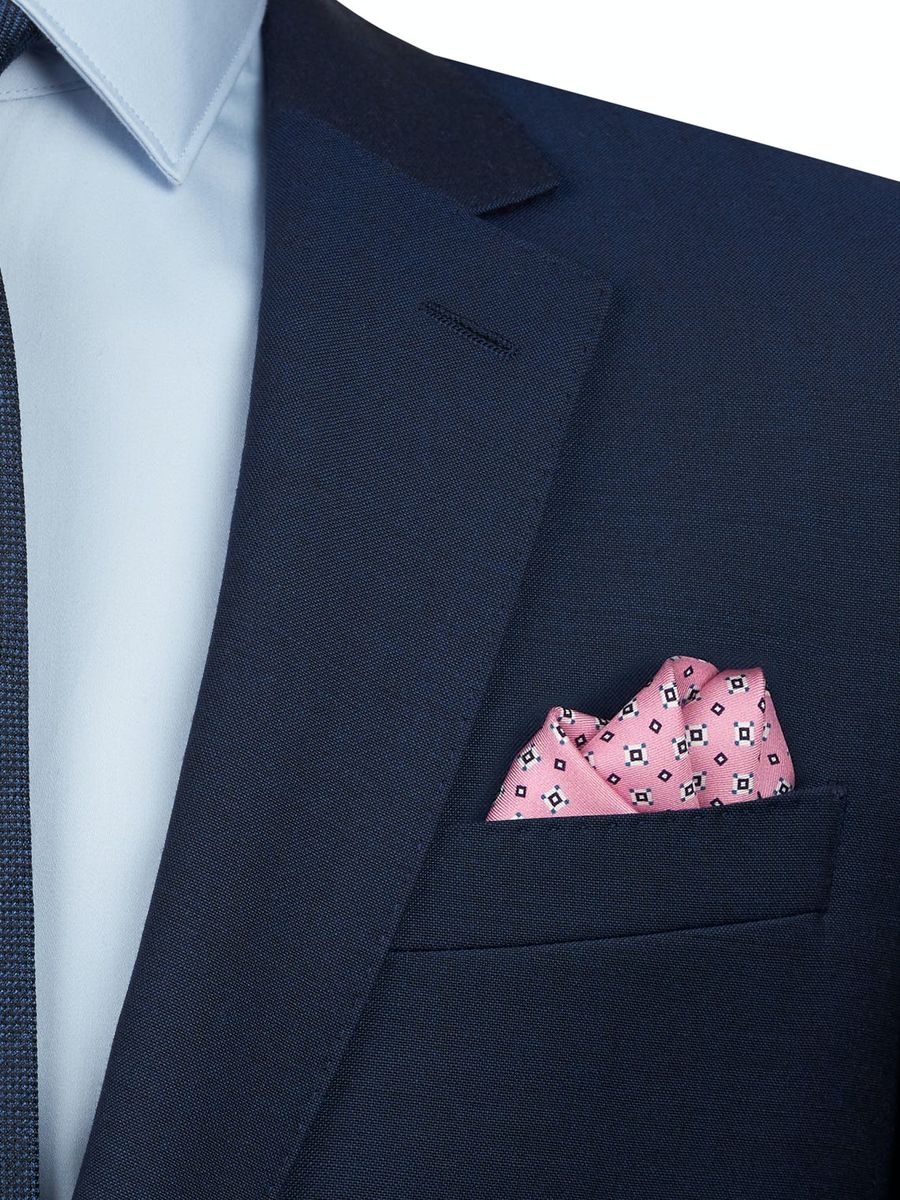 Silk Pink Geometric Squares Pocket Square