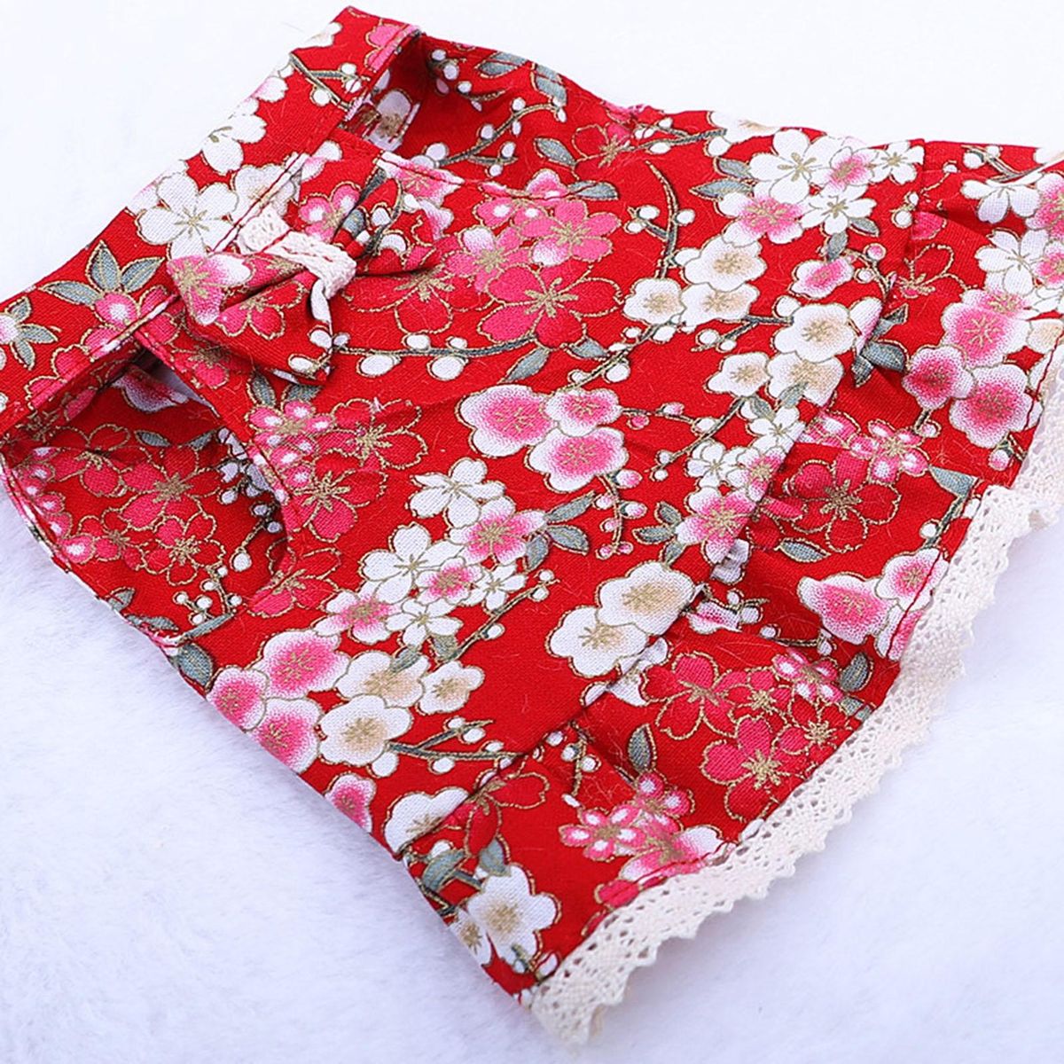 1 Set Rabbit Clothes Leash Pineapple Print Pet Rabbit Hamster Costume Leash Red