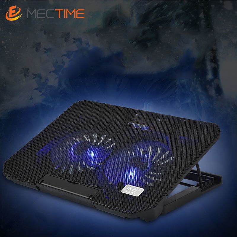 USB Laptop Fan Cooling Stand Pad Heights Adjustable -black