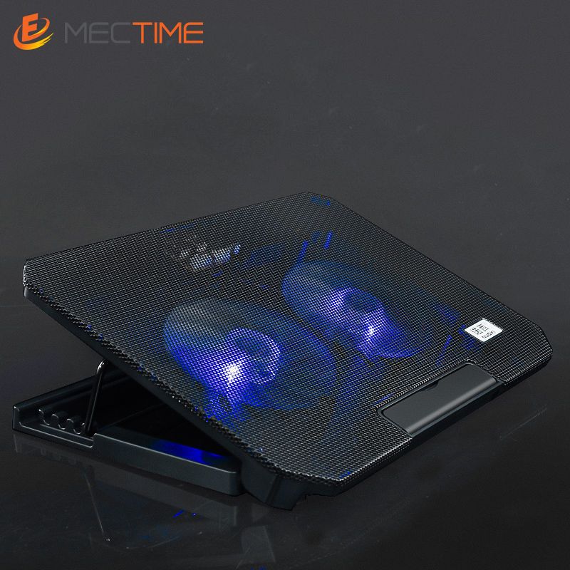 USB Laptop Fan Cooling Stand Pad Heights Adjustable -black