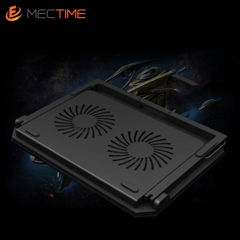 USB Laptop Fan Cooling Stand Pad Heights Adjustable -black